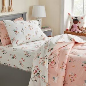 NWT Pillowfort Percale Cotton Pegasus Castles & Fairies Full Sheet Set NEW